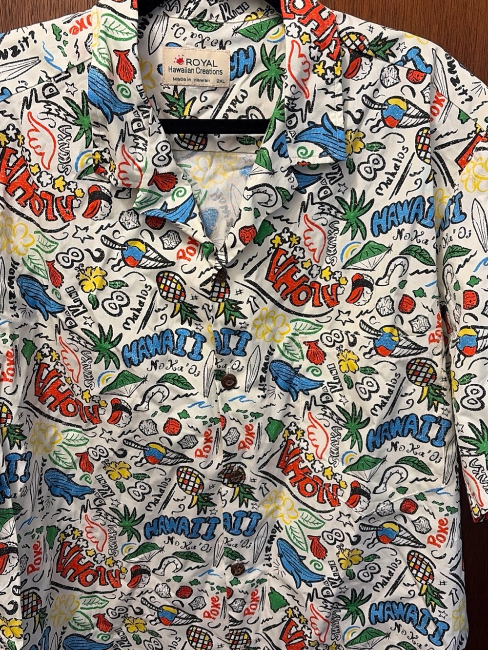 White Hawaiian Print Short-Sleeve Shirt